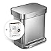 simplehuman 30L Rectangular Step Trash Can with Liner Pocket, Brushed Stainless Steel, with 60 pack custom fit liner code F