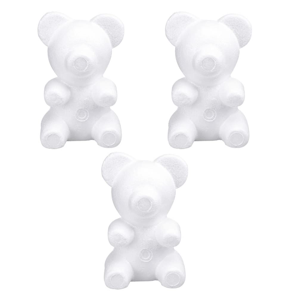 TOYANDONA 3pcs Foam Teddy Bear Modelling Bear DIY Crafts White Bear Figure Mold Flower Arranging Bear for Wedding