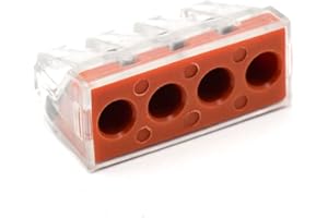 Masendelk 20pcs 4 Port Push-in Electrical Wire Connector, PCT-104D Quick Connection Terminal, Non-Twist Connector for 18-9 AWG Solid Stranded Wires