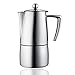 Minos Moka Pot Espresso Maker: Makes 4 Espresso Shots Suitable for Ceramic, Gas and Electric Stovetop - Stainless Steel With Flat Bottom and Heatproof Handle, Wear and Scratch-Resistant
