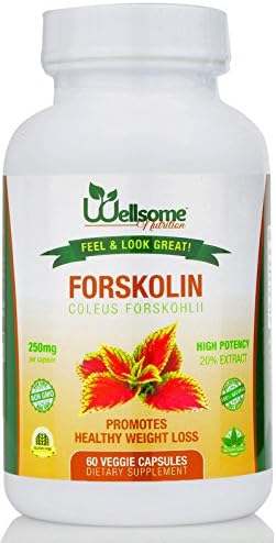 250mg All Natural Forskolin Extract With 20% Forskohlli, Best Weight Loss Formula- 60 Count- By Wellsome Nutrition