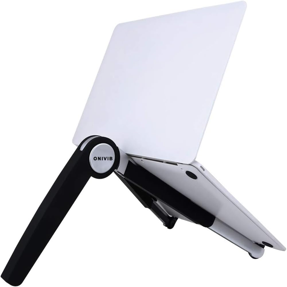 ONIVIB Laptop Computer Stand, Adjustable Height Tablet Holder Desk, Foldable Wide Compatible(10-17 inches) Portable Computer Desk,for Notebook and More-(Black)
