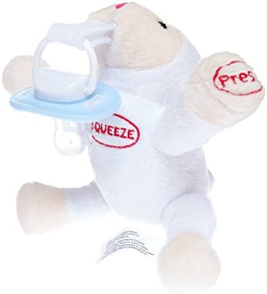 Anamazees, The First 5-in-1 Pacifier, Lovie the Lamb, 7 Inches/White, (Baby Rattle, Sings ABC's, Squeak Toy, Plush Animal Detachable Paci Holder)