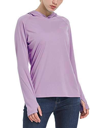 BALEAF Women's UPF 50+ Sun Protection Basic Long Sleeve Performance Hoodie Outdoor T-Shirt Purple L