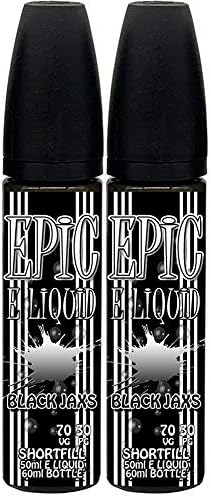 Twin Pack - 2X Black JAXS E Liquid 70/30 Shortfill Vape Juice High VG Premium E-Liquid No Nicotine 0mg Short Fill Shortfilled Shisha eJuice Ecig Ecigarette Sub Ohm E Cigarette Juice (EPIC E LIQUID)