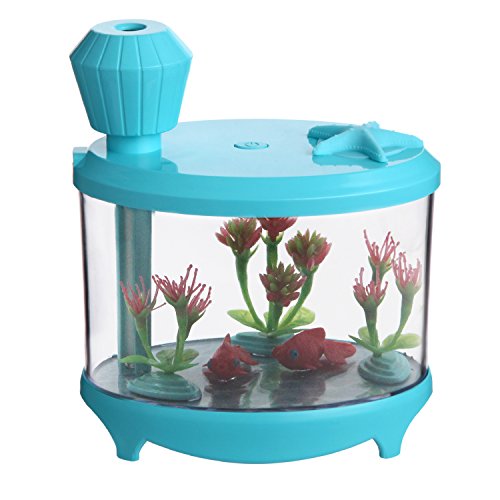 Diffuser Humidifier - Azmall Essential Oil Diffuser,460ML Fish Tank Mist Humidifier with 7 Changing Color LED Lights and Timer for Home,Office,Bedroom,Living Room - Sky Blue