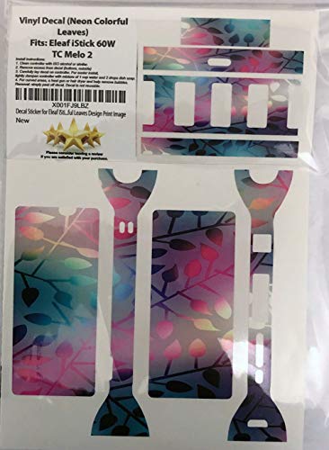 Decal Sticker for Eleaf iStick 60W TC Melo 2 Vape E-Cig Mod Box Vinyl Decal Sticker Skin Wrap / > > > Decal Sticker < < < Neon Colorful Leaves Design Print Image