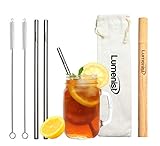 Lumenist Stainless Steel Reusable Straw Set | Metal Straws with Cleaning Brushes and Travel Pouch | For Tumbler, Mug and Glasses | Eco-friendly Drinkware for Cold Drinks and Smoothie