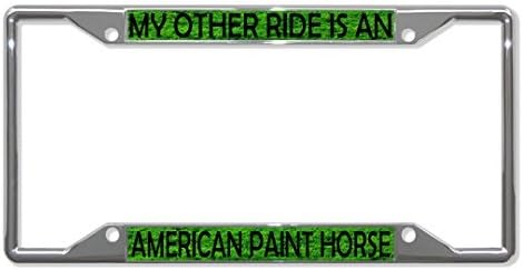 Saniwa License Plate Covers My Other Ride Is A American Paint Horse Chrome License Plate Frame Four Holes
