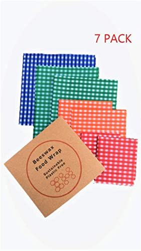 Beeswax Wrap - Set of 7 Beeswax Food Wraps with Variable Sizes Including S/M/L/XL Reusable Colour Coded Plastic Alternative with Natural Antibacterial Properties