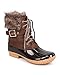 Nature Breeze DD29 Women Mix Media Fur Belted Zip Duck Boot - Brown