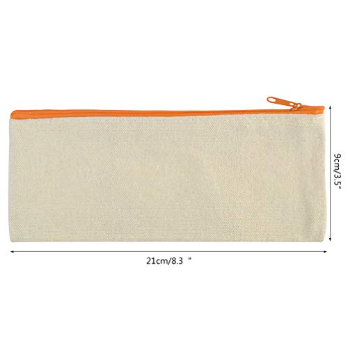 10 pcs Multi-Purpose Cotton Canvas Zipper Invoice Bill Bag Pen Pencil Cosmetic Makeup Bag Pouch Blank DIY Craft Bag (White, 3.5x8.3)