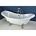 Kingston Brass Aqua Eden VCT7D7231NC8 Cast Iron Double Slipper Clawfoot Bathtub with Brushed Nickel Feet and 7-Inch Centers Faucet-Drillings, 72-Inch, White