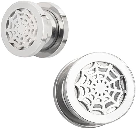 PHD LTD Stainless Steel Spider Mesh Arachnoid Puncture Double Flared Saddle Ear Plugs Tunnels Stretcher Expander Set Gauge 2g
