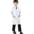 CLanItris Baby Girls Kids Unisex Lab Coat for Scientist Role Play Costume Set - Halloween Dress (X-Large, White)