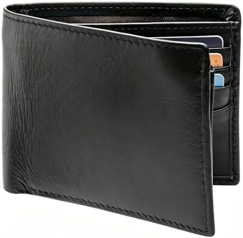 POKOFO RFID Blocking Genuine Leather Bifold Wallet for Men with