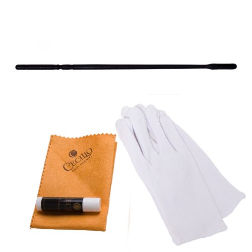 Mendini MPO-BN Black Nickel Key of C Piccolo with Gold Keys + Case, Joint Grease, Cleaning Cloth & Rod, Gloves