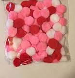 Valentines Craft Pom Poms Balls 80 Count Red White Pink