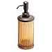 mDesign Bath Accessory Set, Soap Dispenser Pump, Toothbrush Holder, Tumbler, Soap Dish - 4 Pieces, Amber/Bronze