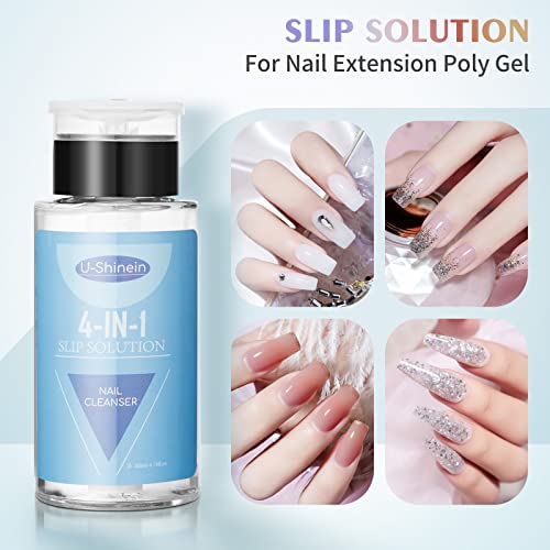 UShinein 200ml Nail Slip Solution, 4in1 Poly Nail Gel Slip Solution