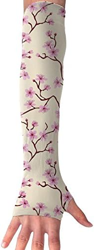 LANGEGE Plum Blossom UV Sun Protection Cooling Arm Sleeves Cover Arms Sports Gloves For Men Women