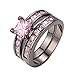 Haluoo 2-in-1 Womens Vintage Pink Diamond Black Engagement Wedding Band Ring Set Cubic Zirconia Simulated Diamond Anniversary Promise Rings Bridal Sets (7, Pink)thumb 1