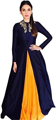 Snreks Collection Black and Orange Coloure Heavy Banglori Fancy Dress Material