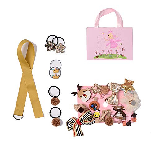 Eyelashes DanceBaby Girls Hair Clips Accessories Cute Bows Kits Elastic Hair Ties Hairpins Set with Gift Box For Baby Girls Teens Toddlers,24-72 pcs, Gold, Small