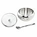 Newness Stainless Steel Sugar Bowl with Clear Lid(for Better Recognition) and Sugar Spoon for Home and Kitchen, Drum Shape, 15 Ounces(440 Milliliter)