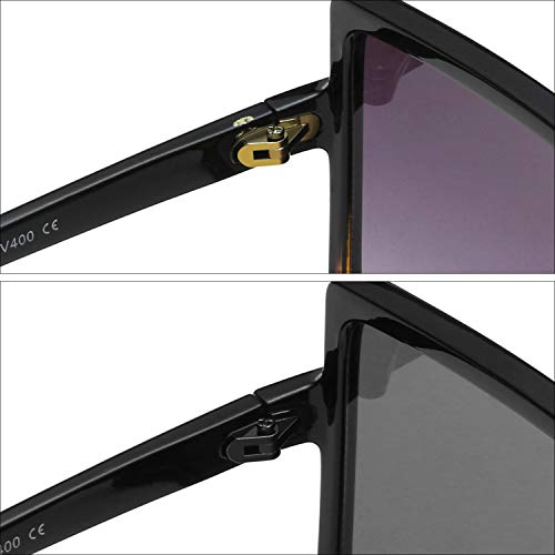 GRFISIA Square Oversized Sunglasses for Women Men Flat Top Fashion Shades (2 PCS-Black- leopard, 2.56) - Thumbnail 6