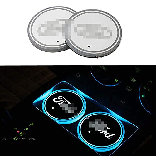 2pcs LED Cup Holder Lights fit Ford,7 Colors Changing USB Charging Mat
