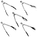 5 Mini Stainless Steel Tongs Set- Multipurpose, Use Daily to Prep, Toss, Serve. Lifetime (Black)