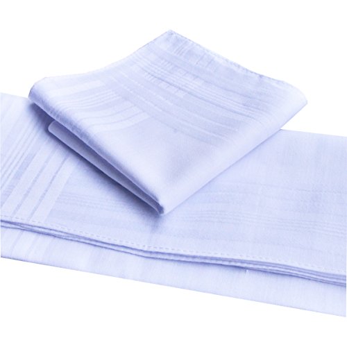 BonjourMrsMr Solid Mens Fashion White 100% Contton Hankerchifs Hanky