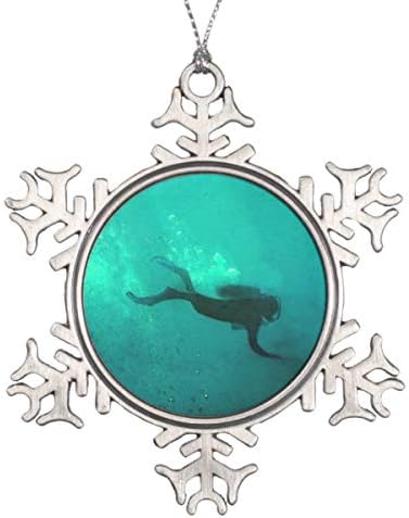 Vehfa Decorations Personalized Ornament Ocean Scuba Diver Snowflake Pewter Christmas Ornament