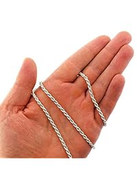 Cadena de plata de ley italiana maciza con eslabones trenzados de corte de diamante, cadena de rodio macizo de 0.059 in a 0.217 in, 16.0 in a 30.0 in, diseño de estilo