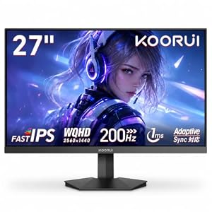 KOORUI ゲーミングモニター 27インチ WQHD (2560x1440) Fast IPS 200Hz 1ms(OD) HDR400 PS5対応 G2721P