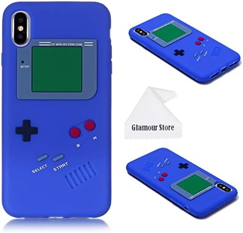 iPhone Xs Max Case,Retro 3D Game Boy Gameboy Design Style Soft Silicone Cover Case for Apple iPhone Xs Max 6.5 inch+ Free Cleaning Cloth As a Gift (Dark Blue)