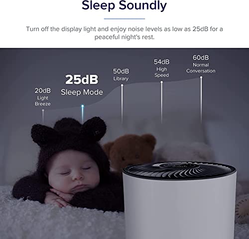 Air Purifier for Home Bedroom Office Desktop Pet Room Air Cleaner for Car with True HEPA Filters and Silence white