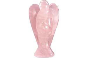 Earth Therapy Pocket Guardian Angel with Serenity Prayer Card - Pink Healing Stone Figurine - Rose Quartz