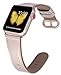 JSGJMY Compatible for Iwatch Band 38mm 40mm S/M Women Genuine Leather Loop Replacement Strap for iWatch Series 5 4 3 2 1, Glitter Champagne with Series 5/4/3 Rose Gold Clasp