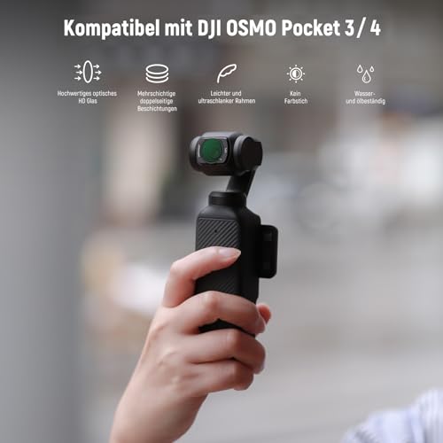NEEWER HD CPL ND16 ND64 ND256 Filter Set Compatible with DJI Osmo Pocket 3 / Pocket 4 / Xtra Muse, Magnetic Gimbal Action Camera Accessory Set with Neutral Density and Polarising Filters