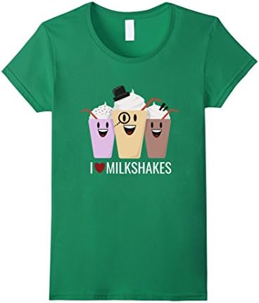 Womens I Love Milkshakes T-shirt Vanilla Strawberry Chocolate XL Kelly Green