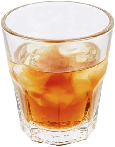 Set of 4 Libbey 5.5 oz. Gibraltar Rocks Glass, DuraTuff treated Made in USA, 7- piece Gift Set; Bundle includes Liquor Pourer and Two Exclusive Starlines Coasters