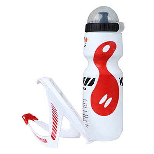 JOMAE-Shop Bike Water Bottle with Cage Mount Holder,650ml Outdoor Sports Water Bottle for Cycling Mountain Bikes Sports, Indoor and Outdoor Activities(White)