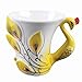 Yosou Home Personalized Unique Custom Design Porcelain Tea Cup and Saucer with Spoon Set Coffee Cup Mug 3D Peacock Theme Romantic Creative Gift -Yellow