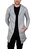 Bleecker & Mercer Men's French Terry Open Cardigan Hooded Sweatshirt-Heather Grey-L