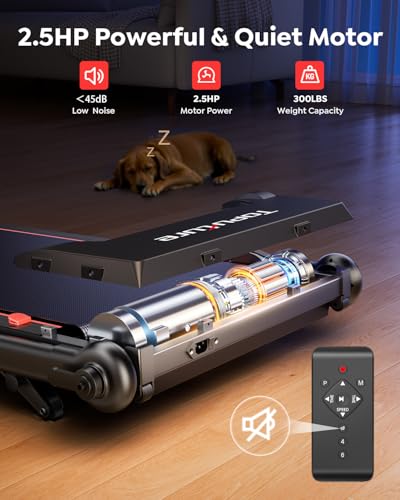 TOPUTURE Walking Pad with Incline, 2 in 1 Treadmills for Home & Office, Under Desk Treadmill, 2.5HP Portable Compact Treadmill with Remote Control, APP & LED Display, Installation-Free