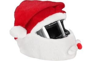 MXJ GEAR Motorcycle Santa Claus Helmet Cover,Full-face Helmet Cover Decoration,Plush Christmas Hat for Riders Xmas Fancy Ride Party Accessory