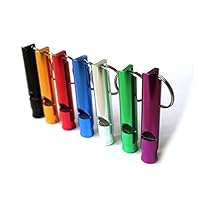 Homey Product A Set of 5 Extra Loud Whistles for Camping Hiking Hunting Outdoors Sports and Emergency Situations, Sturdy but Light Aluminium Key Chain Signals