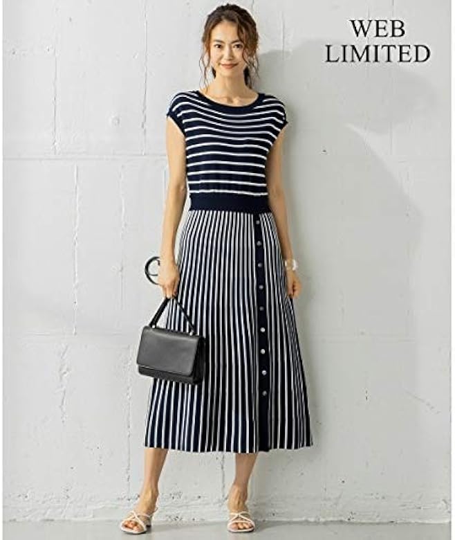 Amazon 組曲 L Kumikyoku L Web限定 ボーダー ニットワンピース ネイビー系1 7 ワンピース チュニック 通販